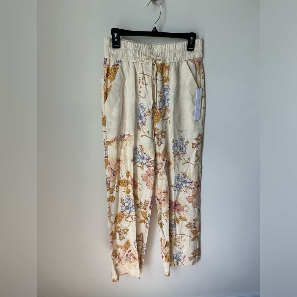 House of Harlow 1960 cream floral Halter & Wide Leg pant Set - Picture 5 of 6